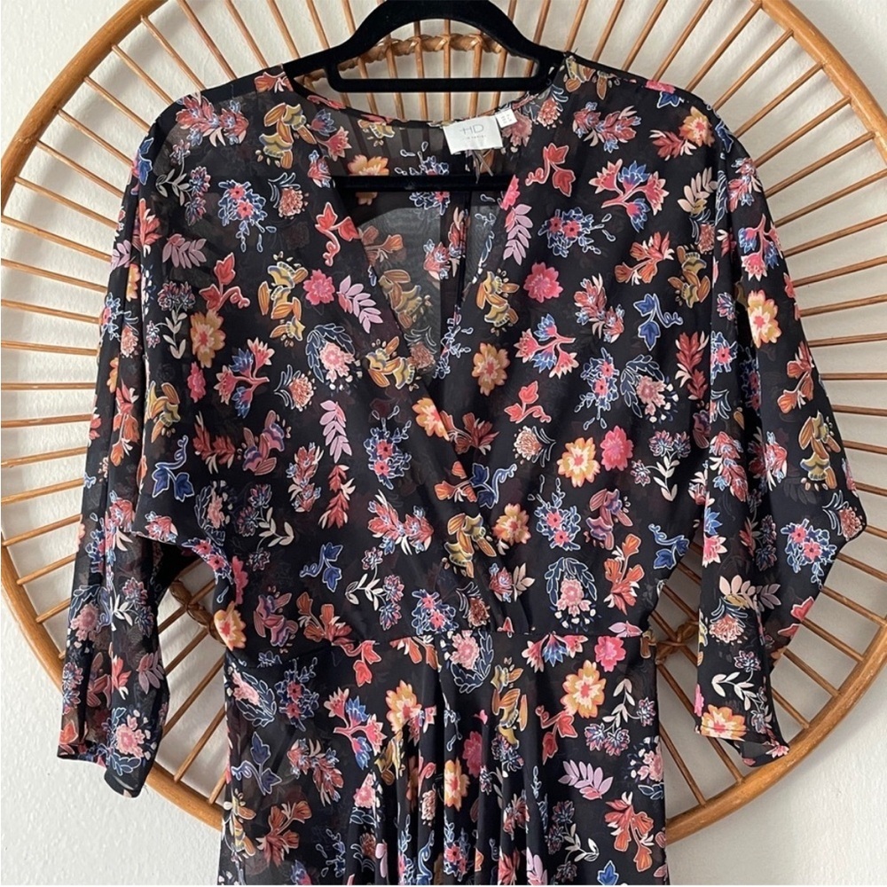 HD in Paris Black Floral Beautiful Maxi Dress size 6 - Picture 2 of 11